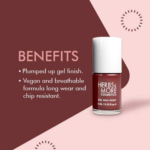 Herbs & More Cosmetics Nail Paint – Long-Lasting, Chip-Resistant Formula – High-Gloss Finish – Non-Toxic & Quick-Dry – Easy Application for Salon-Quality Nails at Home – 6ml (Maroon, 6ML)