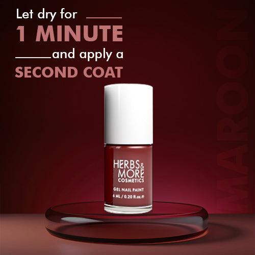 Herbs & More Cosmetics Nail Paint – Long-Lasting, Chip-Resistant Formula – High-Gloss Finish – Non-Toxic & Quick-Dry – Easy Application for Salon-Quality Nails at Home – 6ml (Maroon, 6ML)